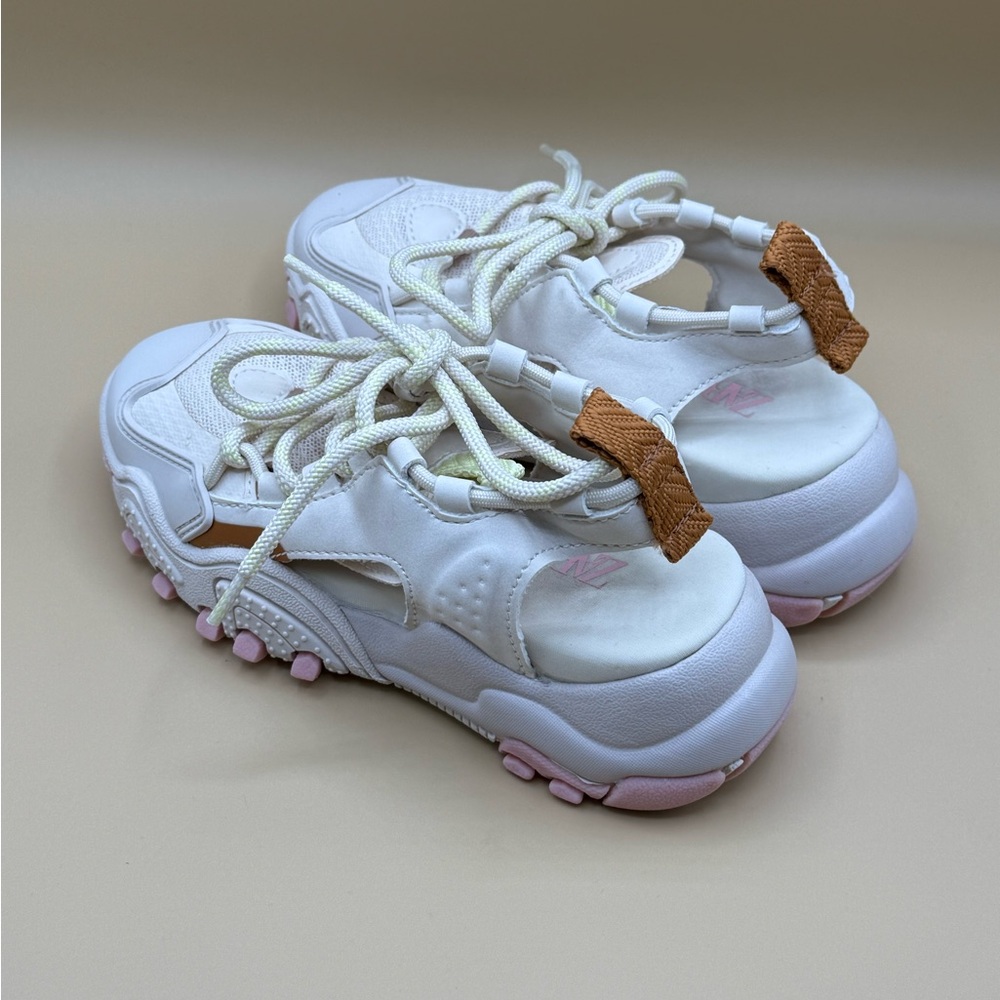 Zara Kids Chunky Sneakers EU 29 White Pink Trail Sole Lace Up Sport Shoes